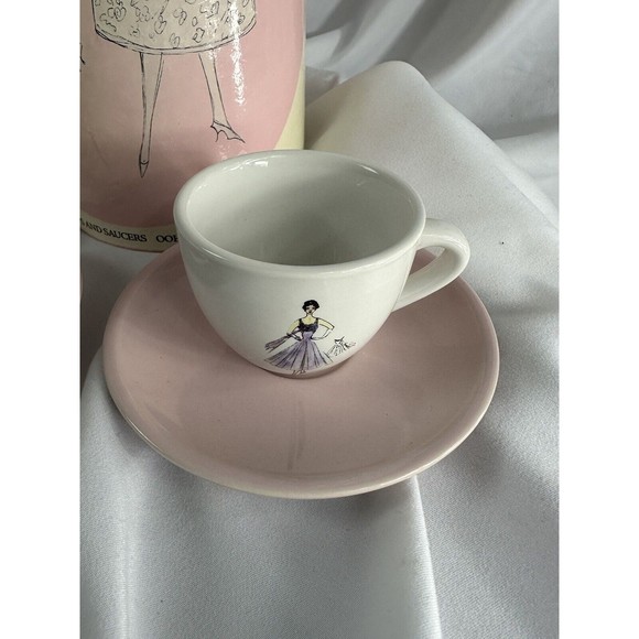 Ooh La La Espresso Cups And Saucers Set Of 4 ROSANNA French Style Retro Style - Picture 5 of 16